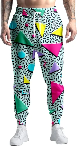 VVGETE Disfraces de los años 80 para hombre, pantalones deportivos, pantalones casuales para correr con cordón, traje de los años 90 para hombre