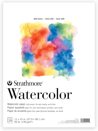 Strathmore 25110 - Bloc de hojas para acuarela de 11 x 15 pulgadas, 90 libras, grado estudiantil, 15 hojas -251110