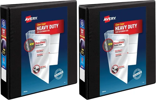 Avery Carpeta resistente con anillo EZD One Touch de 1.5 pulgadas, color negro, 1 carpeta (79695) (paquete de 2)