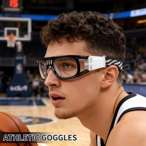 Miniatura 2 de N/A" Gafas deportivas para hombre, para raquetbol, baloncesto, fútbol, gafas protectoras, lentes de choque y colisión, reemplazables Marco negro