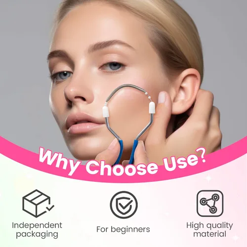 Miniatura 3 de 2pcs removedor de vello facial manual, depiladora de resorte de acero inoxidable portátil, removedor de vello facial suave para mujeres hombres