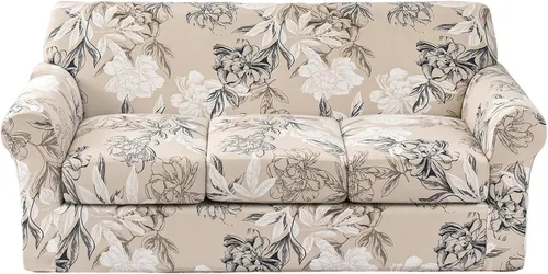 Miniatura 26 de KRFOONN - Fundas elásticas de 4 piezas para sillón y sofá, funda con estampado y 3 fundas independientes para cojines de asiento, lavables, Color01