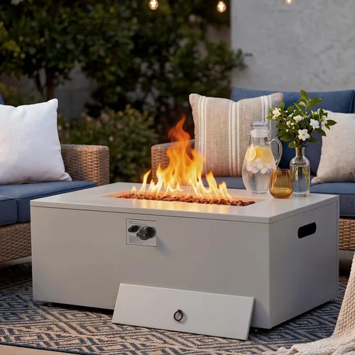 Miniatura 20 de ECOTOUGE Mesa de cubierta de tanque de propano, 15.5 pulgadas para mesa de fuego, mesa oculta cilíndrica para exteriores para fogata de gas