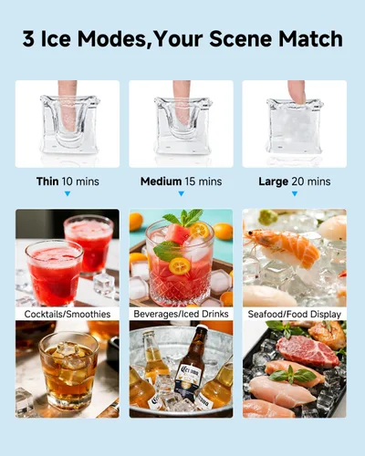 Miniatura 4 de Feelfunn Máquina comercial para hacer hielo - 100 libras/24 horas, capacidad de almacenamiento de 33 libras, máquina de hielo de acero inoxidable