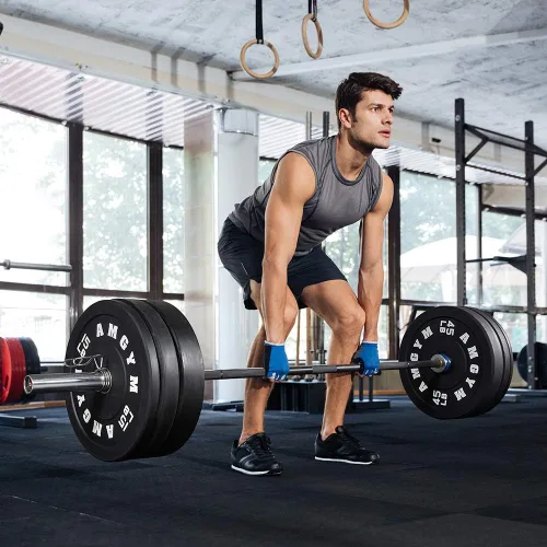 Miniatura 5 de Discos de peso olímpicos de 2 pulgadas y caucho para barras, discos para gimnasio en casa, entrenamiento de fuerza y levantamiento de pesas, 10 a