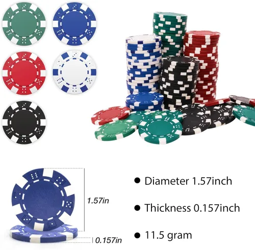 Miniatura 6 de Juego de fichas de póquer, 300 fichas de póquer con estuche de transporte para Texas Holdem Blackjack Gambling