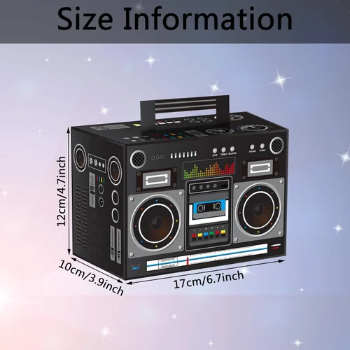 Miniatura 2 de Sumind Cajas de recuerdo de boom de los años 80, decoraciones temáticas de los años 80, caja de boom, recuerdos de fiesta, decoración de radio
