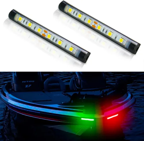Boaton Luces de Navegación para Barcos, Luces de Proa Súper Brillantes para Pesca Nocturna, Instalación Adhesiva Sin Perforación para Pontón Kayak