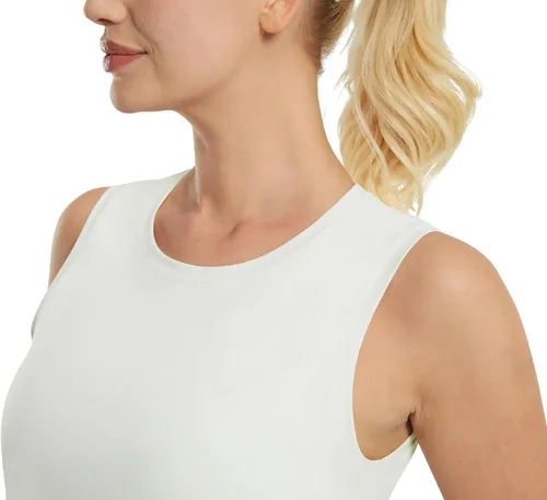Miniatura 5 de JOYSPELS Camisetas sin mangas de entrenamiento de seda de hielo para mujer, secado fresco, sin mangas, ajuste holgado, camisas de yoga atléticas