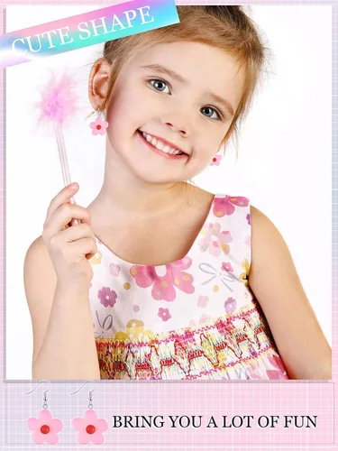 Miniatura 2 de 20 pares de aretes divertidos, adorables y raros para mujeres y niñas, con inclusión de osito de goma, té con leche, pez dorado, caricatura pintada