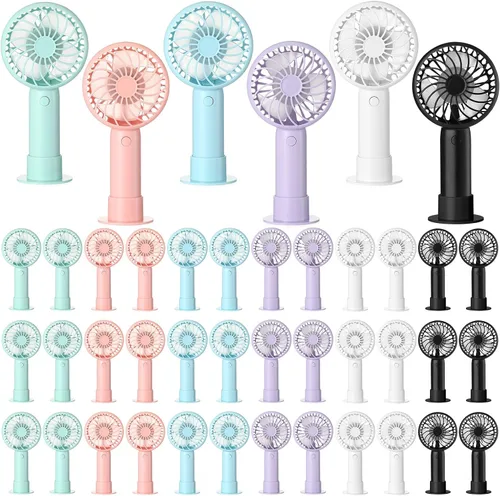 Miniatura 30 de Tujoe Mini ventilador de mano potente de 3 velocidades, ventilador personal pequeño portátil recargable con base USB para mujeres, maquillaje