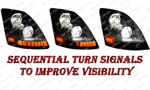 Miniatura 5 de QSC Truck Parts faros delanteros LED de alto rendimiento negros con señales de giro secuenciales + juego de luces antiniebla LED izquierda y derecha