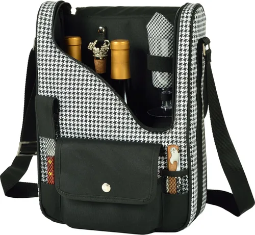 Miniatura 10 de Picnic at Ascot Bolsa térmica original aislada para vino y queso, diseñada, montada y aprobada de calidad en los Estados Unidos Azul marino/Blanco