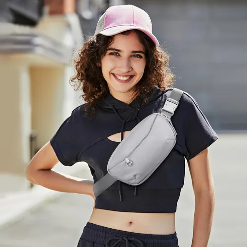 Miniatura 3 de Riñonera unisex para hombres y mujeres, bolsa de cinturón impermeable, bolsa cruzada con correa ajustable extendida de 54 pulgadas, riñoneras