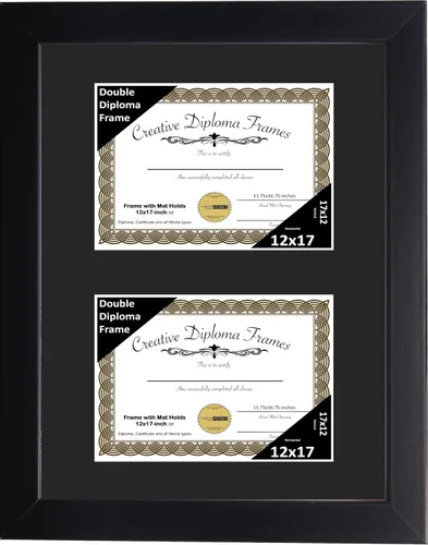 Miniatura 21 de Creative Picture Frames Marco de diploma doble clásico negro de 6 x 8 pulgadas con vidrio negro y colgador de pared instalado