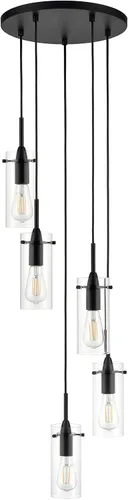 Miniatura 10 de Linea di Liara Effimero - Lámpara colgante de 5 luces en racimo de luces para escaleras, lámpara grande de níquel cepillado, moderna lámpara