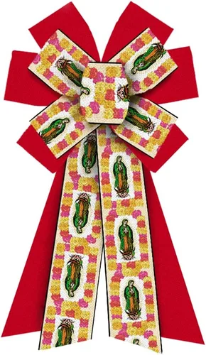 Arcos mexicanos grandes para corona, lazos de Cinco de Mayo rojos y amarillos, lazos de dama de Guadalupe para puerta delantera, lazos de árbol de