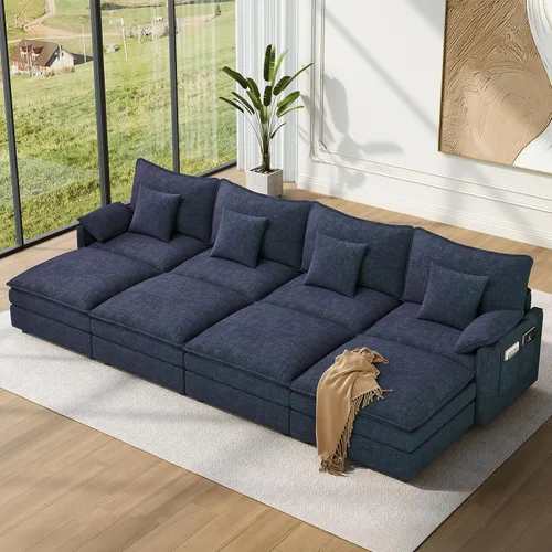 Miniatura 44 de Vesgantti 2 Piece Loveseat & 3 Seater Sofa Set, Modular Cloud Couch, Beige