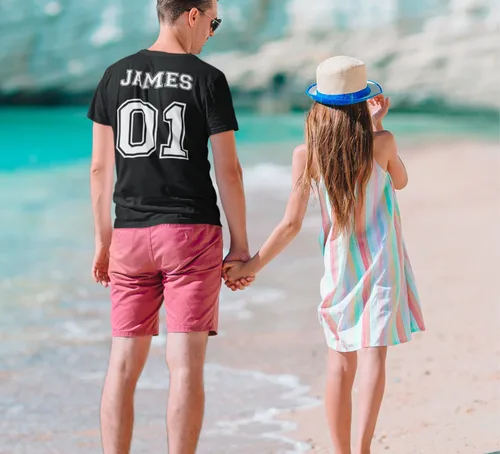 Miniatura 5 de Camisas personalizadas a juego para papá y niños, camisetas personalizadas con nombre de padre e hijo, trajes familiares hechos a mano, camisas a