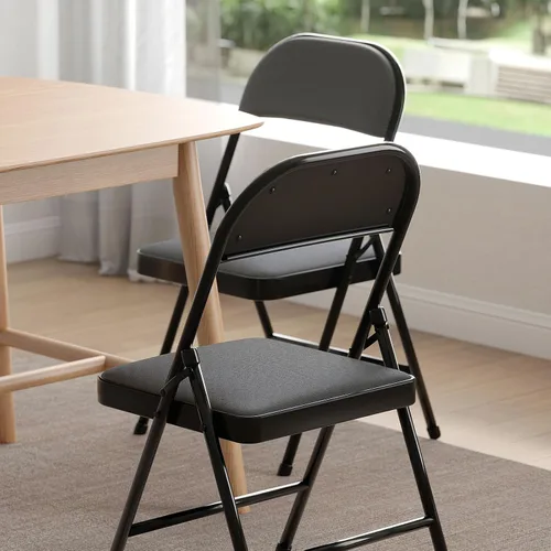 Miniatura 6 de Nazhura Paquete de 4 sillas plegables, juego de sillas de comedor de tela con cojín acolchado y respaldo, asiento interior y exterior para hogar