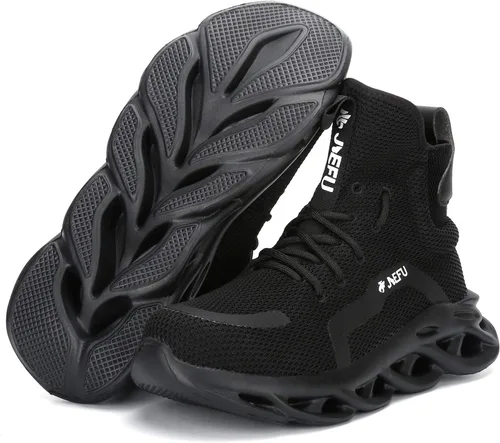 Miniatura 6 de XUNRUO Botas de seguridad de trabajo para hombres y mujeres, con puntera de acero, ligeras, transpirables, botas de construcción