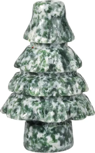 Mini adorno de mesa de árbol de Navidad de mano de 1.97 pulgadas, decoración de escritorio para reiki de Navidad, cristal curativo Feng Shui, piedra