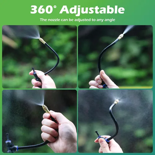 Miniatura 6 de Drip Irrigation System Kit 100 FT with 32 Nozzles, 360° Adjustable Bendable Garden Watering Misting System for Greenhouse, Yard, Lawn, Plant