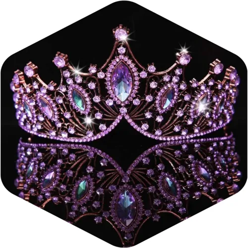 Miniatura 12 de Kamirola Corona de Reina Barroca, Corona Nupcial de Boda con Diamantes de Imitación y Tiaras Diadema de Cristal Para Cumpleaños Baile de Graduación