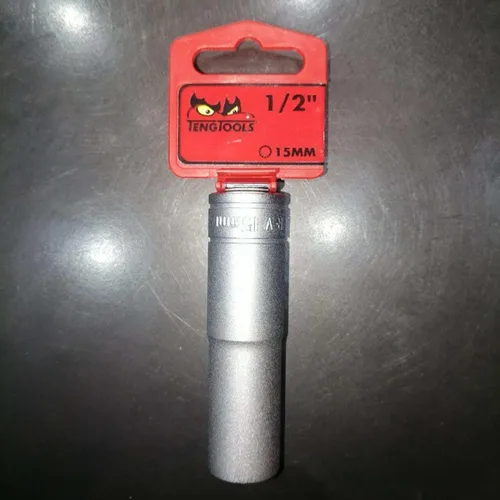 Miniatura 3 de Teng Tools 15MM 1/2 pulgada Drive 12 puntos métrico profundo cromo vanadio Socket Herramienta mecánica Herramienta de mano - M120615-C