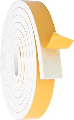 Miniatura 8 de Burlete de cinta de espuma autoadhesiva blanca para puertas y ventanas de 1 pulgada × 3/4 pulgada × 13 pies, tira de sellado de espuma de alta Blanco