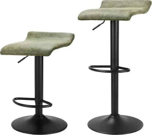 Miniatura 10 de Finnhomy Juego de 2 taburetes de bar ajustables, taburetes de bar giratorios para silla de altura de encimera de cocina, marrón retro