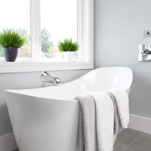 Miniatura 7 de SENTO Grifo deslizable plateado universal de metal pesado y duradero para bañera sin desviador, grifo de bañera de metal resistente sin desviador