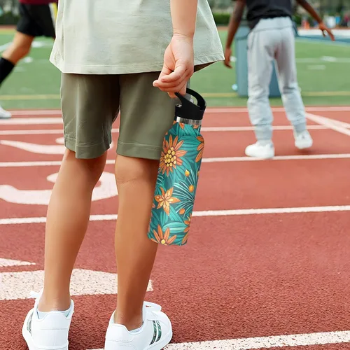 Miniatura 5 de Tropical Leaf Summer Leak Proof & BPA Free Reusable Water Bottle with Straw Double-Wall Vacuum Insulation for Gym Sports 20 oz termo para agua acero