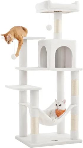 Feandrea - Árbol para gatos de varios niveles para interiores, torre para gatos tipo condominio con 4 postes para rascar, 2 posaderos, hamaca y