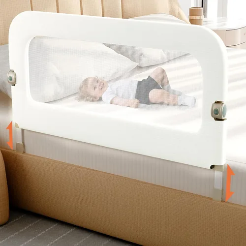 Miniatura 14 de Barandilla de Protección para Cama de Niños Pequeños - Rieles de Seguridad para Cama de Bebé Plegables y de Altura Ajustable de 32 Pulgadas