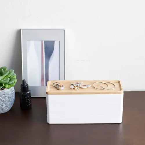 Miniatura 8 de YAMAZAKI Home Rin Reloj Apilable Y Estuche De Accesorios, Joyero Organizador Para Gafas - Plástico + Madera