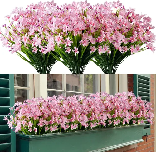 Miniatura 8 de 4 paquetes de flores artificiales de narcisos, vegetación artificial falsa resistente a los rayos UV, no se decolora, plantas de plástico sintético