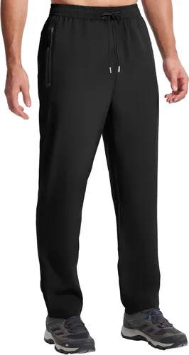 Pantalones de senderismo ligeros para hombre, de secado rápido, pantalones deportivos de pesca, correr, entrenamiento, 3 bolsillos con cremallera