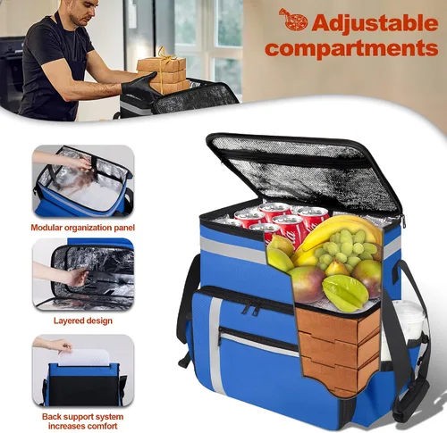 Miniatura 4 de Mochila de entrega de alimentos GoHimal, bolsas aisladas para entrega de alimentos para bicicleta de comida para llevar, bolsa grande de pizza