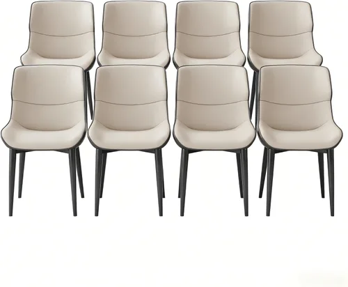 Miniatura 11 de Juego de 2 sillas de comedor color blanco crema, cómodas sillas de oficina con asiento y respaldo de alta elasticidad para sala de estar, Blanco