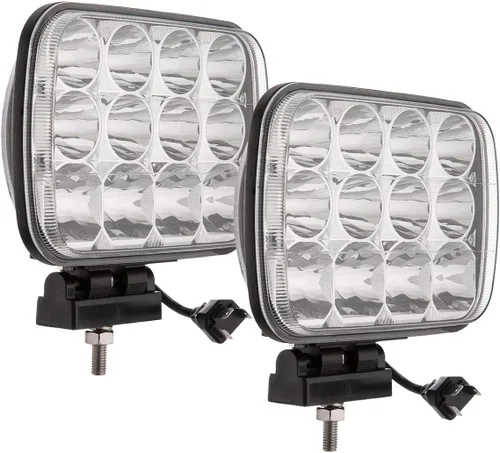 Miniatura 8 de Lightronic Luz antiniebla LED rectangular todoterreno de 4 x 6 pulgadas para Jeep, camión y tractor, ámbar de 3000 K, haz combinado de inundación