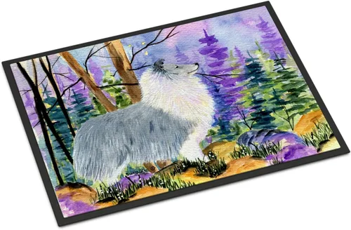 Caroline's Treasures SS8636MAT Sheltie - Tapete para puerta delantera, 18 x 27 pulgadas, para interiores y exteriores, para entrada, antideslizante,