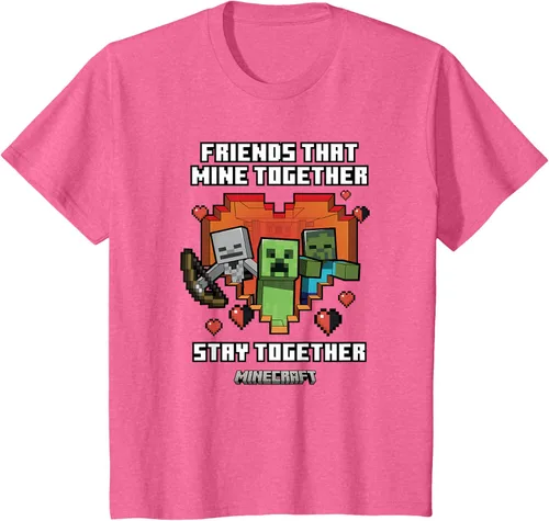 Miniatura 11 de Minecraft Camiseta de San Valentín Friends That Mine Together Mobs, Negro