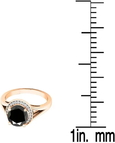 Miniatura 159 de Dazzlingrock Collection Anillo de compromiso redondo de 0.276 in con halo de diamante blanco y vástago dividido para ella en oro macizo de 14