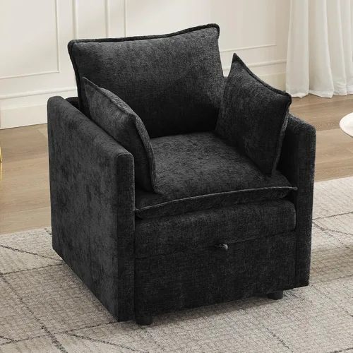 Miniatura 41 de Otomana cuadrada grande de 27 pulgadas con almacenamiento, reposapiés tapizado moderno con patas antideslizantes para sofá, mesa de café, sala