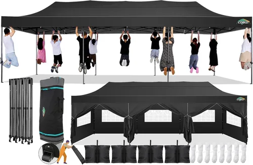 Miniatura 33 de COBIZI Toldo desplegable de 6.6 x 6.6 pies sin pared lateral, toldo resistente UPF 50+ para todas las estaciones, resistente al viento e Azul