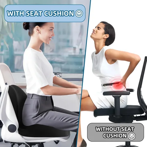 Miniatura 4 de Cojín de Asiento Extra Grande - Cojín de Espuma Viscoelástica para Silla de Oficina, Asiento de Coche, Avión - Alivio del Dolor de Ciática, Cadera
