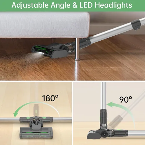 Miniatura 6 de Aspiradora inalámbrica, potente succión de 45 KPA, 50 minutos de funcionamiento, aspiradora ligera 6 en 1 con pantalla táctil LED antienredos