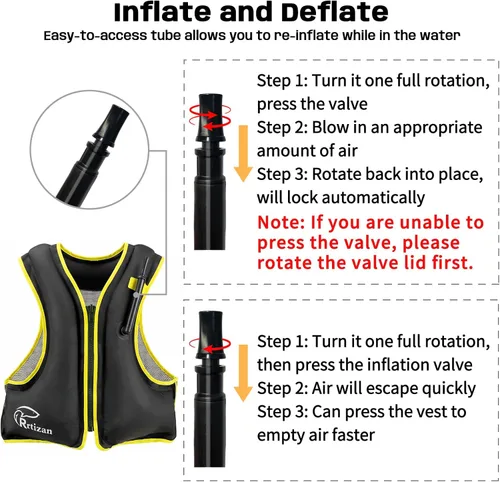 Miniatura 3 de Rrtizan Chaleco inflable de esnórquel para adultos, chaleco de esnórquel de viaje para esnórquel, paddleboard, natación, chaleco de esnórquel