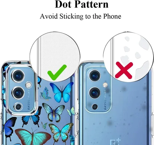 Miniatura 7 de Unov Funda diseñada para OnePlus 9 5G, funda transparente con [patrón antideslizante en relieve], protección delgada a prueba de golpes